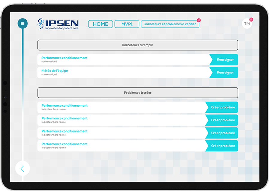 Tablette tactile avec application de management visuel de la performance dans le secteur de l'industrie pharmaceutique