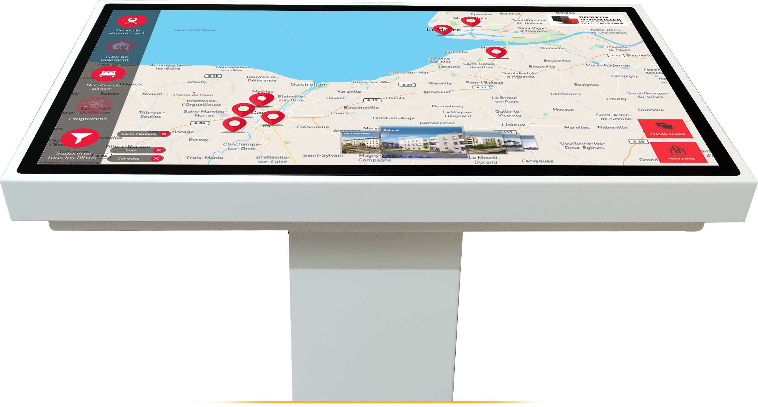 Table tactile ELC2 55" 4K avec application pour le secteur de l'immobilier